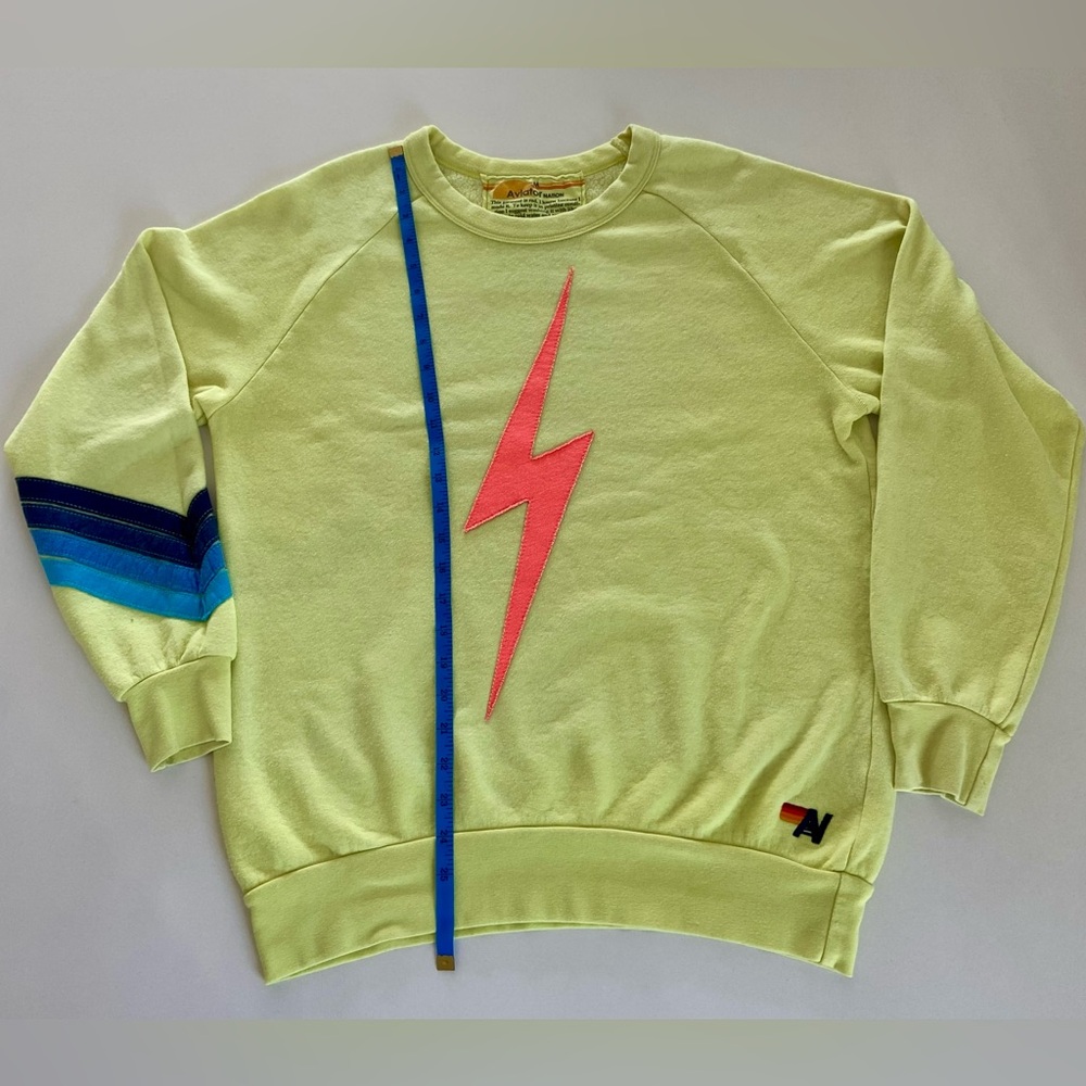 Aviator Nation Lime Green Sweatshirt & Hoodie Set with Pink Lightning Bolt - Picture 10 of 16